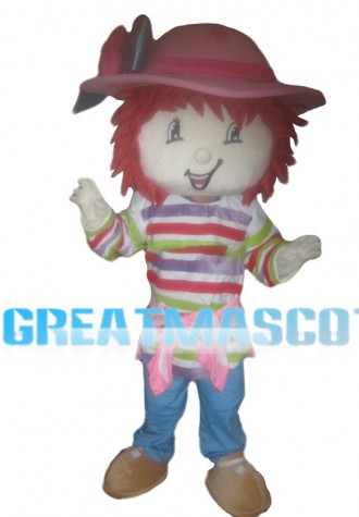 Little Girl With Colorful Striped Top Mascot Costume