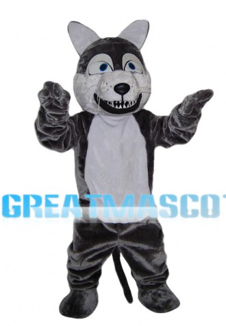 Grey & White Wolf Mascot Costume