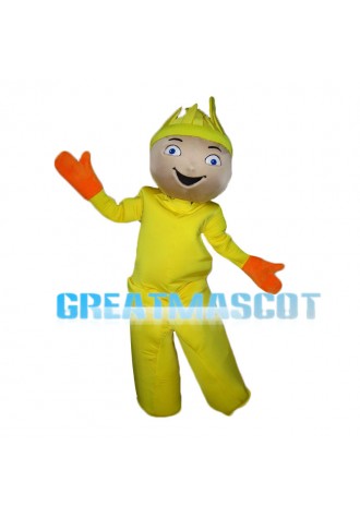 Yellow Doll Wearing Orange Gloves Mascot Costume