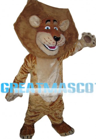 Laughing Brown Lion Mascot Costume