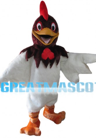 Lively Chicken With Brown Head Mascot Costume