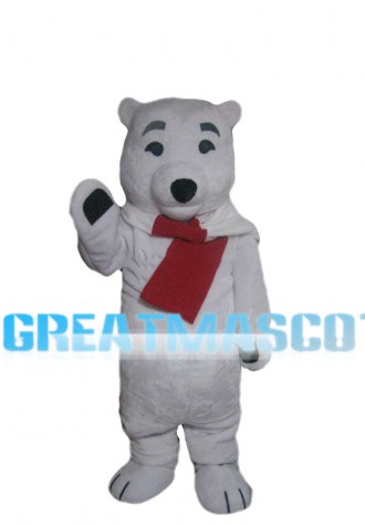 Polar Bear With Scarf Mascot Costume