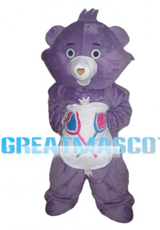 Purple Bear With Lollipop Mascot Costume