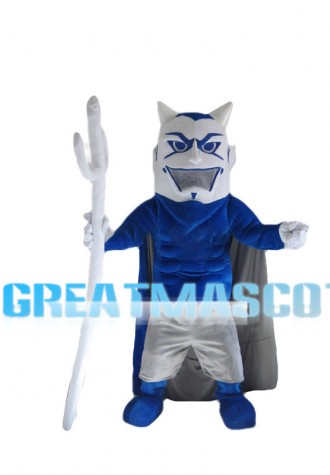 Blue Devil Holding Fork Mascot Costume