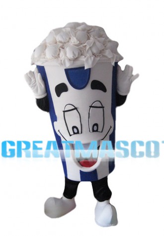 Full Blue Popcorn Bucket Mascot Costume