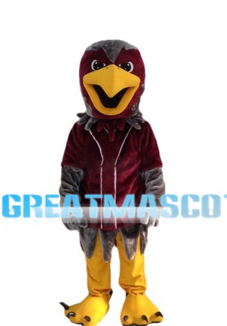 Red Wine & Grey Eagle Mascot Costume