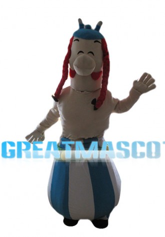 Long Head Man With Lantern Skirt Mascot Costume