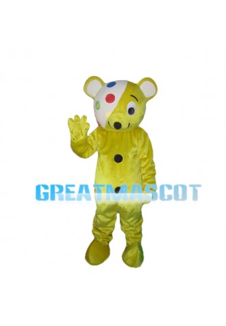 Yellow Bear With Buttons Mascot Costume