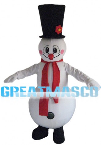 Snowman With Flower Hat Mascot Costume