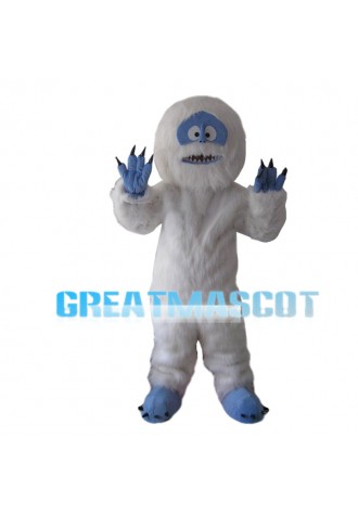 White Furry Monster With Blue Face Mascot Costume