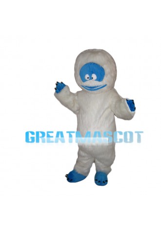 White Furry Monster With Blue Face Mascot Costume