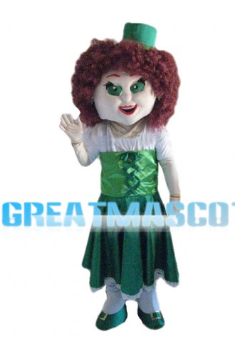 Female Singer With Purple Curly Hair Mascot Costume