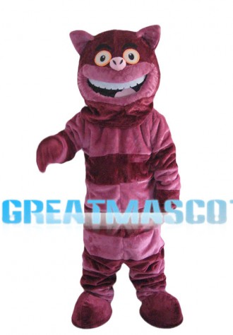 Purple Striped Cat Mascot Costume