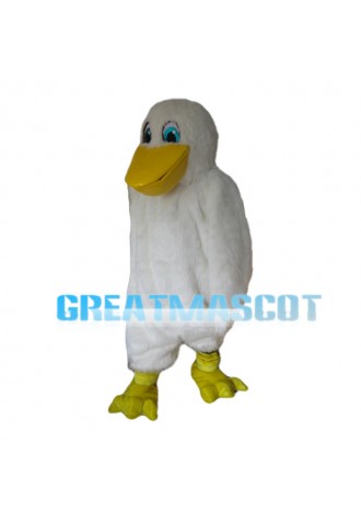 White Plush Pelican Mascot Costume