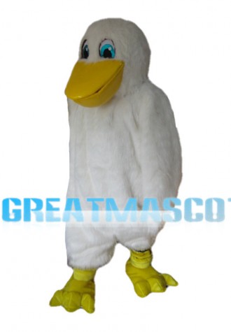 White Plush Pelican Mascot Costume