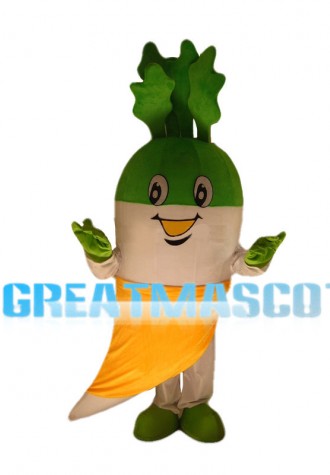 Cartoon Green & White Radish Mascot Costume