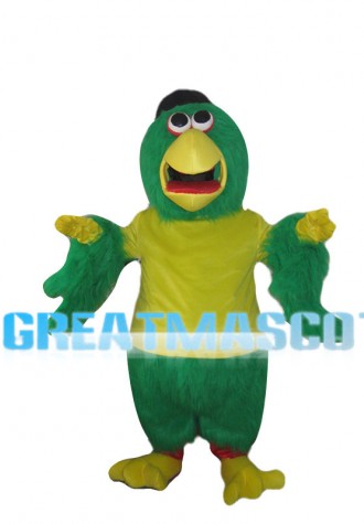 Green Long Fur Chicken Mascot Costume