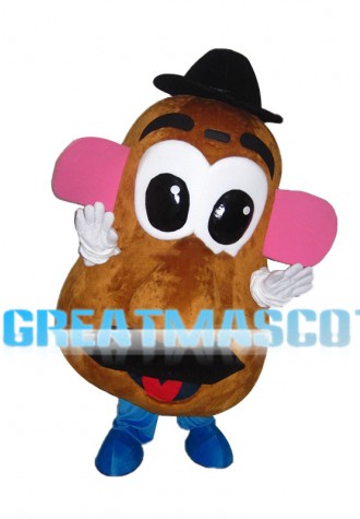 Cartoon Pink Ears Coffee Bean Mascot Costume