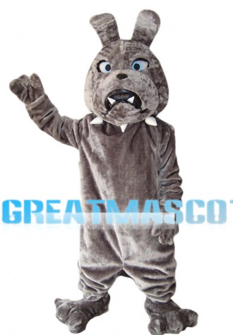 Gray Dog With Collar Mascot Costume
