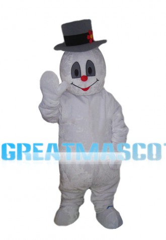 Snowman With Gray Hat Mascot Costume