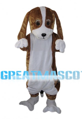 Brown & White Dog With Lop Ears Mascot Costume