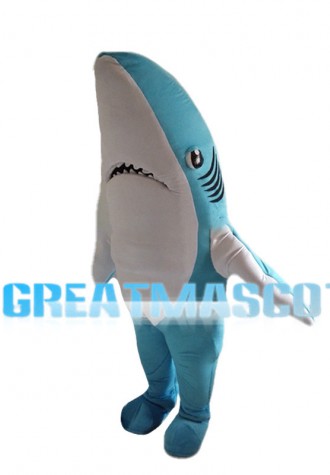 Sky Blue Shark Mascot Costume