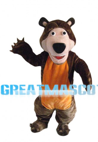 Pleased Bear With Orange Belly Mascot Costume