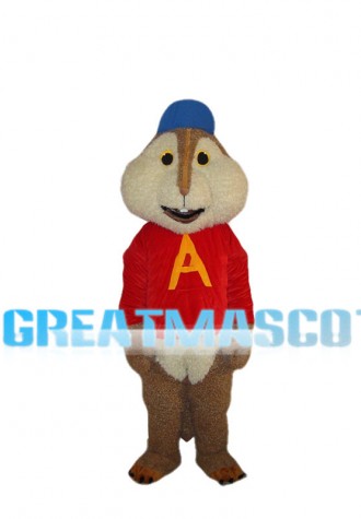 Chipmunk With Red Printed Shirt Mascot Costume