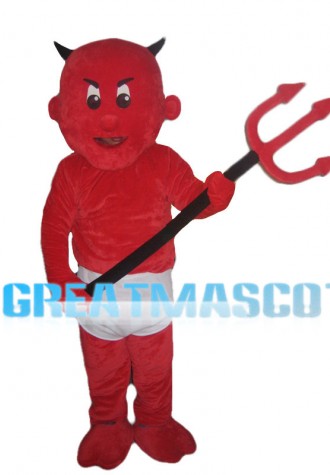 Red Devil Wearing White Underwear Mascot Costume