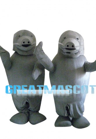 Performing Grey Seal Mascot Costume