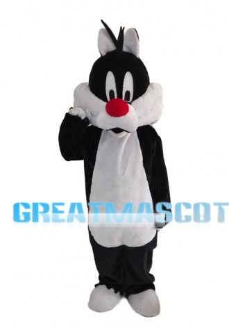 Silly Big Cat With Red Nose Mascot Costume