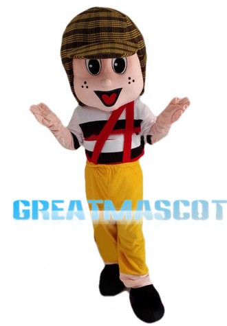 Little Boy Wearing Detective Hat Mascot Costume