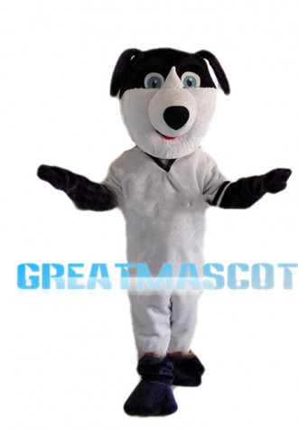 Active Black & White Dog Mascot Costume