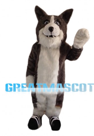 Glad Brown & White Wolf Mascot Costume