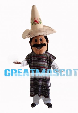 Mustache Businessman Wearing Gown Mascot Costume