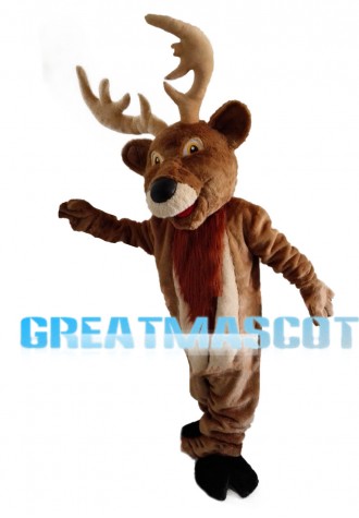 Cheerful Brown Reindeer Mascot Costume