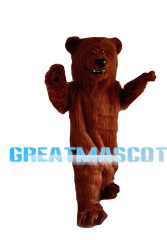 Long Fur Red Brown Bear Mascot Costume