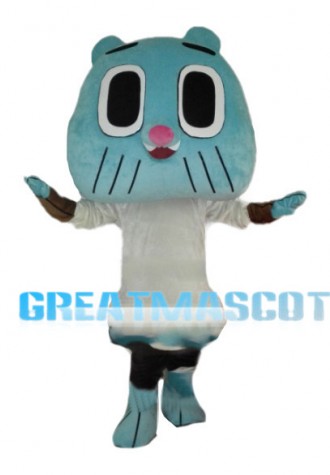 Sky Blue Cartoon Cat Mascot Costume