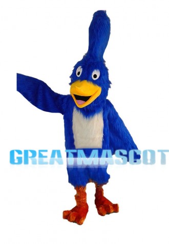 Blue Furry Woodpecker Mascot Costume