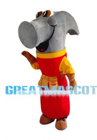Hammer With Barber Apron Mascot Costume