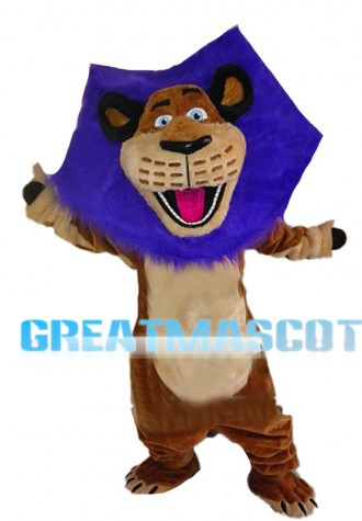 Roaring Lion With Blue Mane Mascot Costume