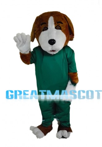 Honest Dog In Green Set Mascot Costume