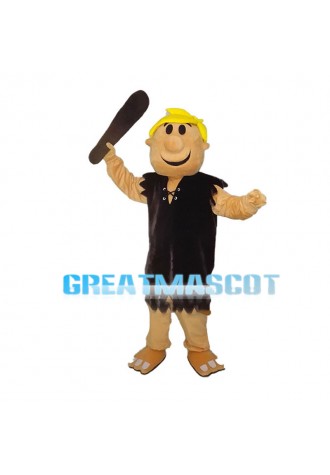 Yellow Hair Man Carrying Wooden Club Mascot Costume
