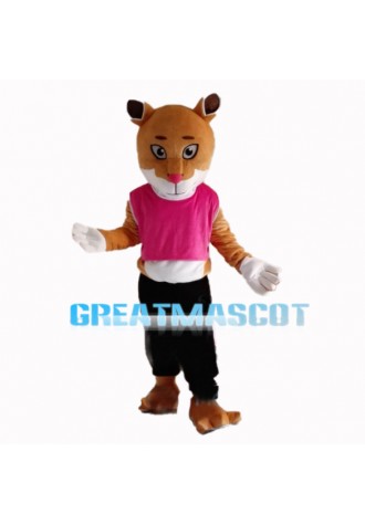 Young Tiger With Pink Vest Mascot Costume