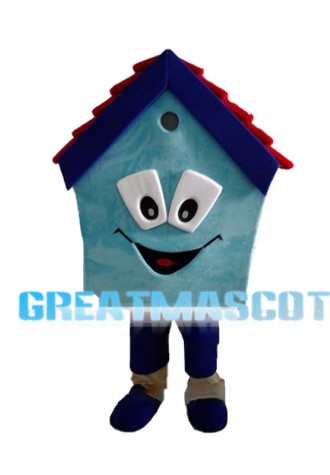Cartoon Blue House Mascot Costume