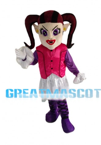 Long Nose Girl With Double Ponytails Mascot Costume