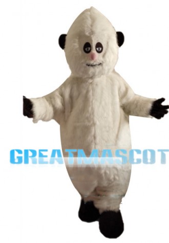 Small Eyes White Furry Monster Mascot Costume