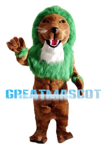 Muscle Lion With Green Mane Mascot Costume