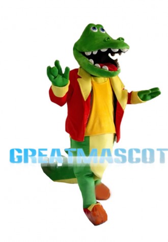 Crocodile Wearing Red Coat Mascot Costume