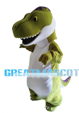 Endearing Green & White Dragon Mascot Costume